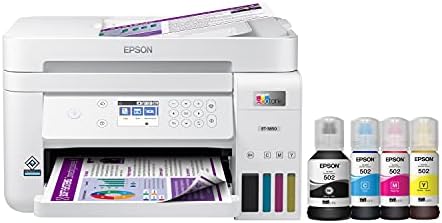 Epson EcoTank ET-3850 Wireless Color All-in-One Cartridge-Free Supertank Printer with Scanner, Copier, ADF and Ethernet – The Perfect Printer Home Office,White