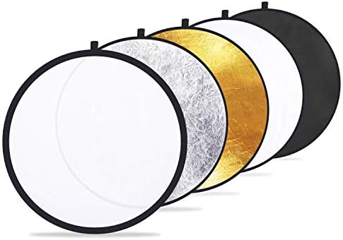 Etekcity 24″ (60cm) 5-in-1 Photography Reflector Light Reflectors for Photography Multi-Disc Photo Reflector Collapsible with Bag – Translucent, Silver, Gold, White and Black