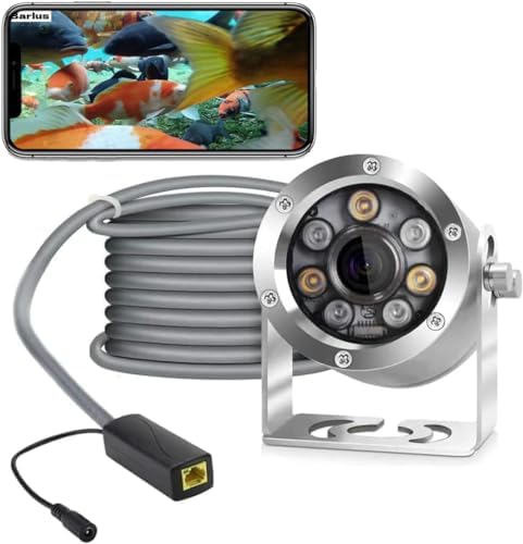 Underwater Camera POE 5MP CMOS lens 100° Wide-angle Sea Stainless Steel with Fill Light IP68 Waterproof Camera for 24/7 koi pond with 32ft Cable